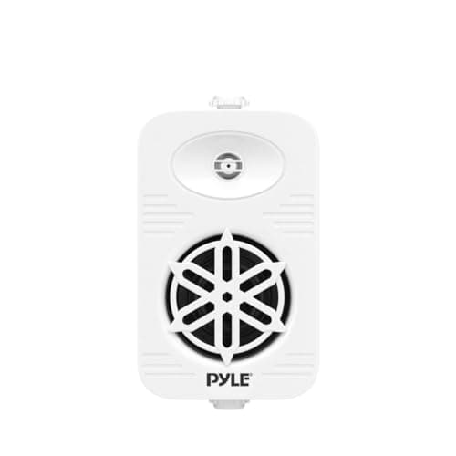 Pyle Indoor Outdoor Speaker Pair, 300W Dual Waterproof 10cm 2-Way Full Range Sound System with 1cm High Compliance Polymer Tweeter, Wall Mounted Bluetooth FM Portable Audio System, White — view 4
