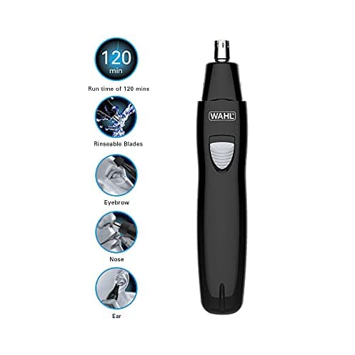 WAHL 3 in 1 Personal Trimmer, Nose Hair Eyebrow, Painless Eyebrow and Facial Hair Trimmer for Men Women, Rechargeable, Washable Heads, Black — view 2