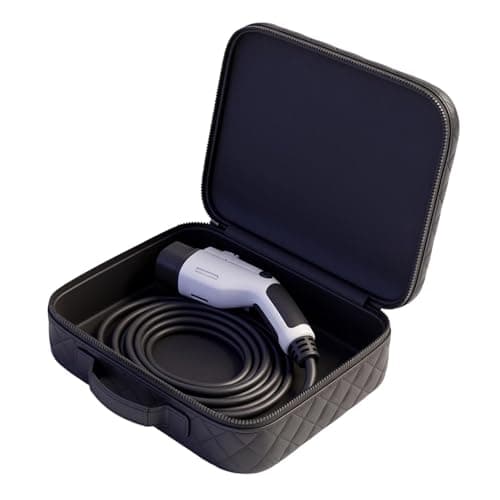 Car Charger Storage Box For EV Cable, Leather Waterproof Charging Cable Bag, Heavy Duty Car Boot Carry Case For Type 2 Charger & Accessories. Perfect For Home & Travel,Electric Vehicle Cables Organise