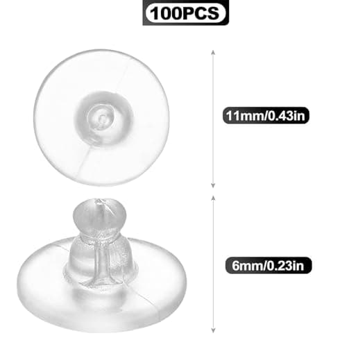 WUBAYI 100 Pack Clear Silicone Rubber Earring Safety Backs, Disc-Shaped Secure Comfortable Clutch Pads — view 2