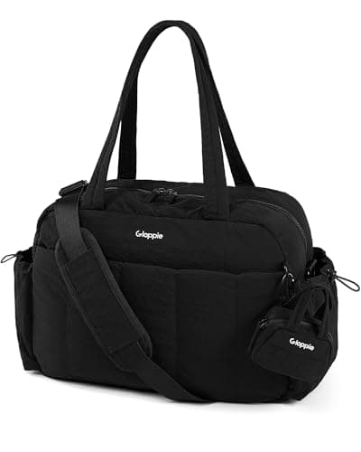 Gloppie Gym Bag for Women Men, Travel Bag for Weekend Overnight with Wet Pocket, Underseat Cabin Bag for EasyJet, Carry on for Ryanair & Trolley Sleeve & Headphone Pouch, Black