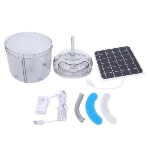 Solar Pet Water Fountain 2.0L Automatic Circulation Solar Powered Cordless Dispenser for Cats Small Dogs Indoor Outdoor Hygienic ABS Material Detachable Easy Clean(Transparent)