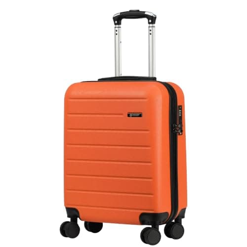 Rocklands® Lightweight 4 Wheel Hard Shell Luggage Suitcase Ryanair Cabin Travel Bag 55x40x20cm - ABS822 (Orange)