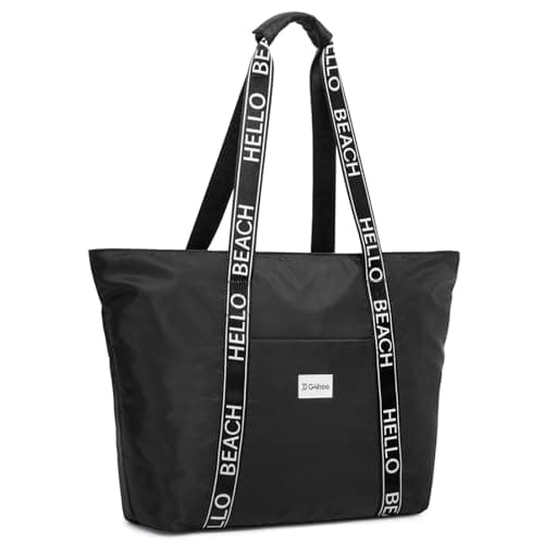 G4Free Beach Tote Bag Waterproof Sandproof Shoulder Bag Beach Bag Large Sports Bag Shopping Bag for Women, black, 21.6 x 5.5 x 15.9 Zentimeter