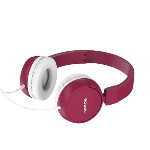 Roxel RX110 Lightweight Wired Foldable Headphones with Mic & Volume Control, On-Ear Headphones, Ergonomic Design, Answer Incoming Calls, Compatible with Android and IOS Devices (Cherry Red) — view 6