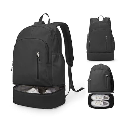 VENATIN Gym Backpack for Women Men,Lightweight Gym Bag with Shoes Compartment & Wet Pocket, Waterproof Backpack swimming bag Sports Travel Casual Daypack,Black