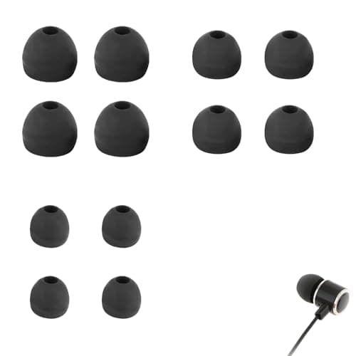 6 Pairs Replacement Earbud Tips, Ear Buds Replacement Rubber Tips Earphone Buds, 3 Sizes(S/M/L) Silicone Earbuds for In-Ear Headphones (Black)