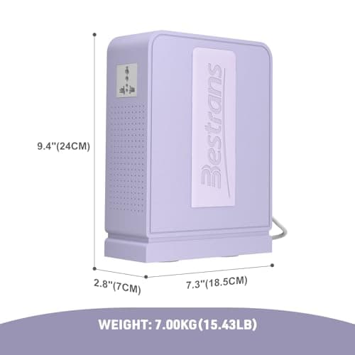 BESTRANS 3000W Step Up Transformer 110v to 220v Converter, Heavy Duty Voltage Converter 110v to 220v with Dual Outlets, Overload Protection & Ultra-Quiet Design for Home Appliances, Light Purple — view 3