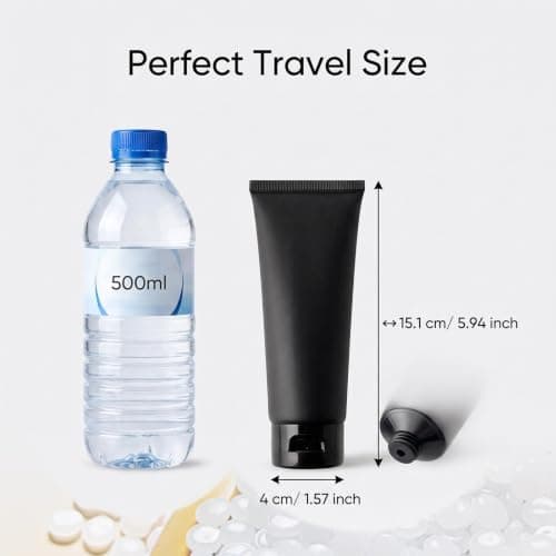 Upstore 6Pcs 100ml 3.3oz Black Plastic Travel Bottles Refillable Squeeze Soft Tubes with Flip Top Cap for Shampoo Lotion Toiletries Makeup Cosmetic Storage — view 2
