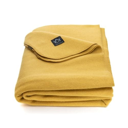 Arcturus Military Wool Blanket - 4.5 lbs, Warm, Thick, Washable, Large 64" x 88" - Great for Camping, Outdoors, Sporting Events, and Survival Kits (Gold)