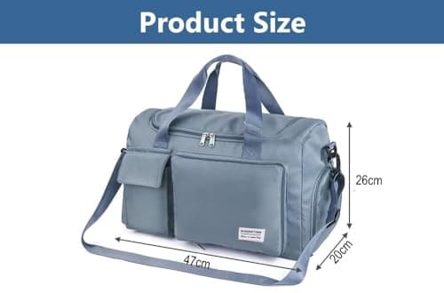 Sports Gym Bag Duffle Bag with Shoes Compartment & Wet Pocket，Weekend Travel Bag Overnight Bag for Women and Men Lightweight Holdall Hospital Overnight Bag - Weekend Bags, Hand Luggage Bag (Blue) — view 3