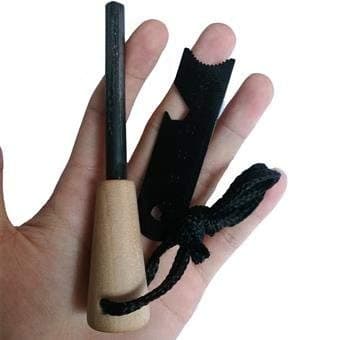 Ember Rock Fire Stone - Premium Ferrocerium Magnesium Fire Starter Stick - Includes Scraper Tool Multi-Use Wooden Handle for Firm Grip - Essential Fire Starter for Survival Camping Kit — view 5