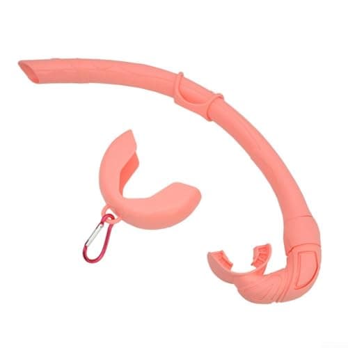 Roll-Up Snorkel Soft Silicone Flexible Mouthpiece Buckle Closure Secure Fit Wide-Bore Easy Breathing Tube Detachable Design Compact 37cm Lightweight 150g Multiple Colors Portable Storage(Pink)