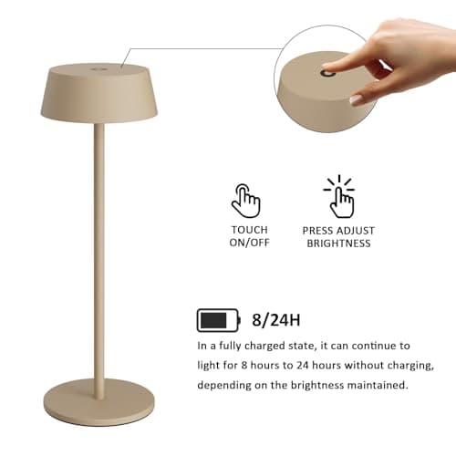 K-Bright Pack of 2 LED Battery Table Lamp 32.5 cm Aluminium Khaki — view 2