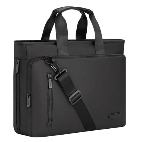 RAINYEAR Expandable Laptop Briefcase Fits 15.6 Inch Laptop Water-Repellent Messenger Shoulder Bag for Men Women, Large Capacity Tear-Resistant Travel Business Office Work Handbag, Black