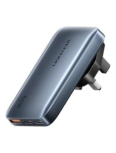 VENTION 65W USB C Plug Fast Travel Charger 2C1A with UK/EU/US Plug Adapter