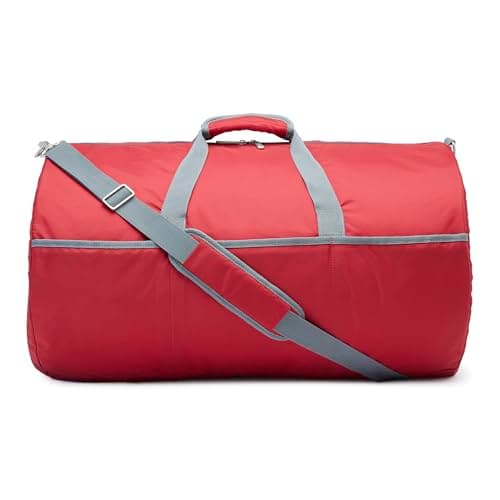 Amazon Essentials 25" (63.5cm) Large Foldable Nylon Duffel Bag for Travel/Storage with Zipped Pockets, 35 pounds (15.9 kg) Capacity, Red — view 6