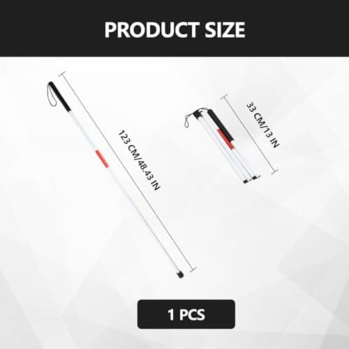 123cm/48.4in Folding Walking Stick Foldable Walking Sticks Blind Stick Night Reflective Blind Sticks Red White Collapsible Guide For Vision Impaired — view 2