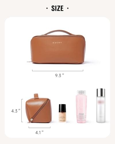 EACHY Makeup Bag,Large Capacity Toiletry Bag for Women,Waterproof Portable Cosmetic Bag Makeup Pouch with Clear Divider and Handle — view 6