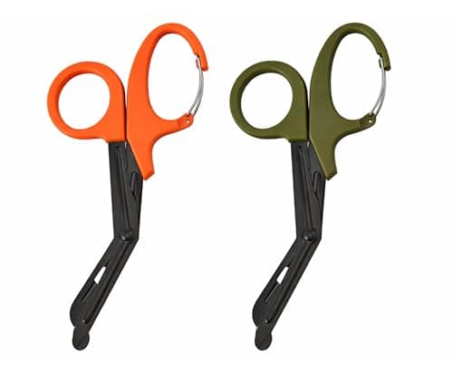 Stealth Black Coated First Aid Scissors, Stainless Steel Safety Scissors for Bandages, Gauze & Tape, Rounded Tip Emergency Scissors for First Aid Kit, Home, Travel & Workplace (Orange & Green, 19cm)