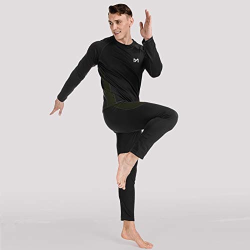 MEETYOO Men’s Thermal Underwear Set, Wicking Long Johns Quick Dry Base Layer Sport Compression Suit for Workout Skiing Running Hiking Black — view 5