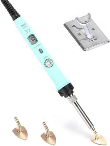 Mini Iron for Crafting and Sewig, 80W Adjustable Temperature Small Iron with 3 Replaceable Tips, Precise DIY Tool for Patches Hats Shoes, Easy to Use (Green)