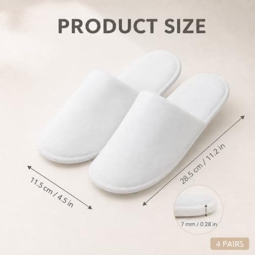 Ufyuayig 4 Pairs Hotel Slippers, Thickened Coral Fleece — view 4
