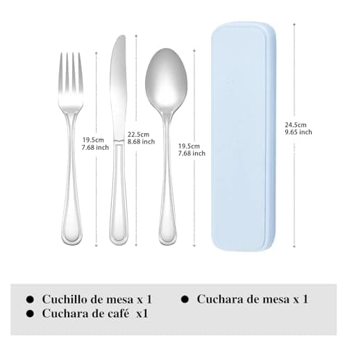 Otto Koning, Cutlery Set Travel Portable Knife Fork Spoon Set with Case - Stainless Steel Camping Picnic Lunchbox Cutlery Sets for 1 - Reusable Dishwasher Safe (Pack of 2) — view 2