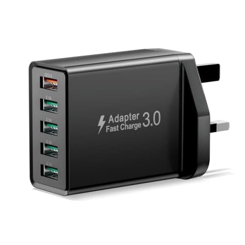 5-Port Multi USB Plug Adapter UK, 33W USB Plug Fast Charger with Quick Charge 3.0 Wall Charger, USB Charger Fast Charging Plug for iPhone 17 16 15 14 13 12 11 Pro Max X XR XS 8 7 6 6s Se, iPad,Samsung
