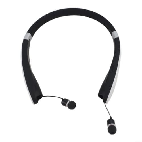Foldable Neckband Headset with Noise Cancelling for Sports, Retractable Wireless Earbuds Set Made of Lightweight ABS Material in Black (White) — view 5