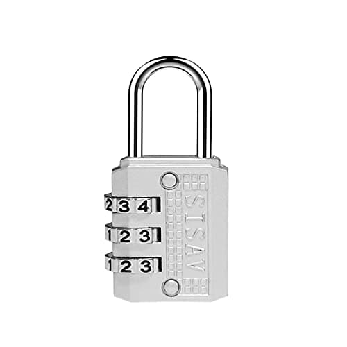 SISAV 3 Digit Combination Lock,Gym Padlock,Outdoor Padlock,Suitable for School Lockers,Tool Boxes,Travel Backpack,Hasp(Silver 1pack)