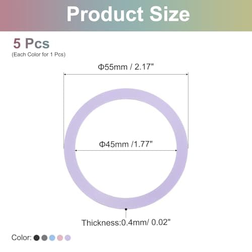 sourcing map 5 Pcs Magnetic Adapter Ring, Black/Grey/Purple/Blue/Rose Gold — view 2