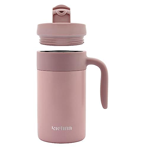 Kichna Voyager 18 oz / 550ML Double Walled Stainless Steel Vacuum Travel Mug | BPA Free Lid Leak & Spill Proof Tumbler with Ergonomic Handle | Keeps Cold for 14Hrs or Hot for 3Hrs - Light Green — view 6