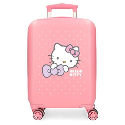 Hello Kitty My Favourite Bow, Cabin Suitcase, Children's Suitcase, Made of ABS, Four Double Wheels with Multi-Directional Swivel, Practical Interior with Two Compartments of Elastic Rubbers., pink, 33