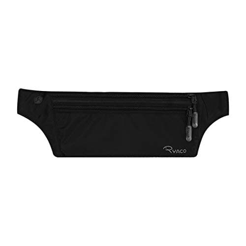 Ryaco Travel Money Belt, Slim RFID‑Blocking Hidden Waist Pouch, Black