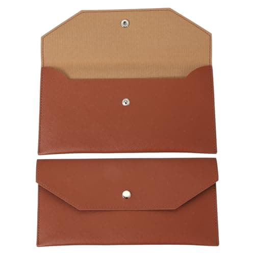 PATIKIL Cash Envelope Wallet, Budget Cash Holder Reusable Money Bag Pouch Leather Money Organizer Pouch for Men Women Receipt Check Bill Travel Graduation Holidays, Brown