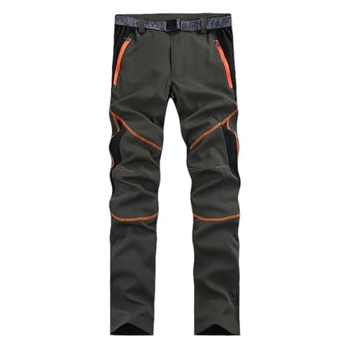 Men Women Lightweight Quick Dry Hiking Pants with 4-Way Stretch for Outdoor Activities, Breathable Thin Travel Pants for Couples, UPF 50+ Sun Protection, Elastic Waist with Zipper Pockets (Green, XL)