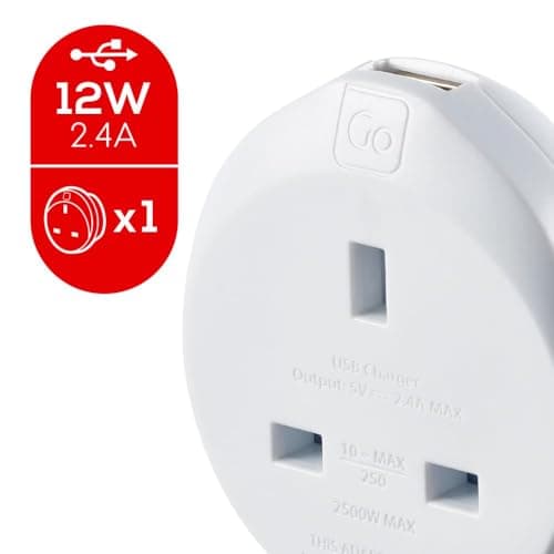 Go Travel UK to USA Plug Adapter with USB-A Port, earthed & compact — view 4