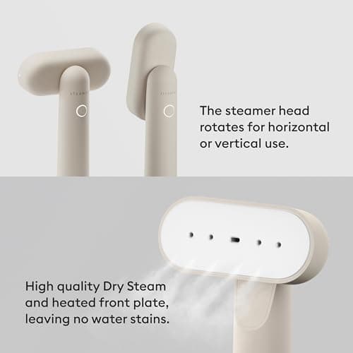 Steamery Travel Steamer Cirrus Lite, 1200W, Steam Output 16g/min, Heat-up 18 Seconds, Portable & Packable, Rotating Steam Head, Scandinavian Design, UK 3-pin plug (Type G), Sand — view 4