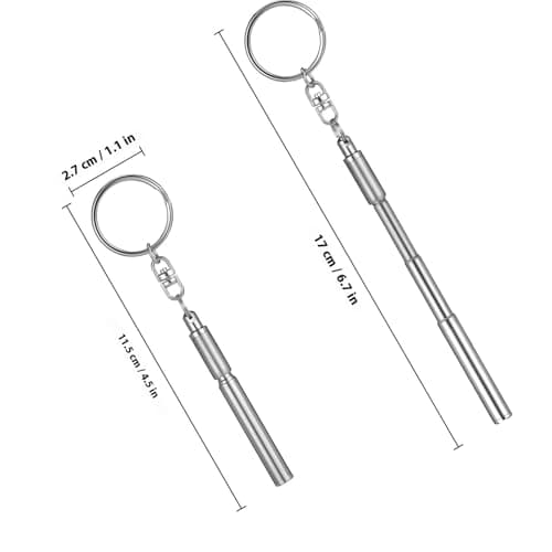SEWOART Telescoping Pen Set and Portable Mini Pen Keychain Stainless Steel with Retractable Design with Refills for Travel and Back to School Decor — view 2