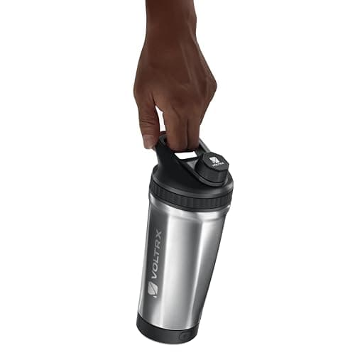 VOLTRX ChillMix Shaker Bottle Insulated Stainless Steel - USB C Rechargeable Electric Protein Shake Mixer, Shaker Cups for Protein Shakes and Meal Replacement, Ice White, 16 oz — view 6