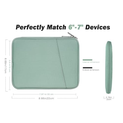 MoKo 6-7" eReader Sleeve Bag for iPad Mini 7 (A17 Pro)/6/5/4/3/2, 7" ereader Colorsoft Signature Edition, 6" ereader 11th/10th/8th Gen, 6.8" ereader Paperwhite 11th/10th Gen 2021/2018, Bodhi Green — view 2
