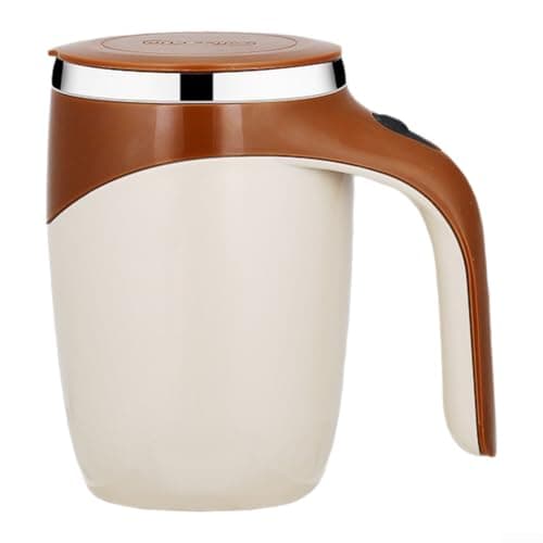 Portable Rotating Mixing Mug 380ml for Travel Office(Coffee Color Battery)