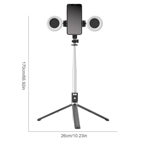 6-in-1 Selfie Stick Tripod With 2 Lights - 67Inch Height Portable Wireless Remote Phone Tripod For Travel | Cell Phone Holder | Travel Phone Tripod Stand Fit For Most Smartphones, For Recording — view 6