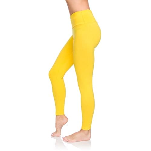 SOFTSAIL Leggings for Women High Waist Workout Leggings for Women Sports Yoga Pilates Running Jogging Fitness Tummy Control Activewear High Waisted Sports Pants for Ladies Gym Clothes Yellow, 20