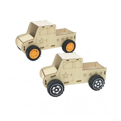 Voice Controlled Car Kit STEM Activity Wooden for DIY Robot for Kids Electronics Assembly Project 14x8x7cm — view 4