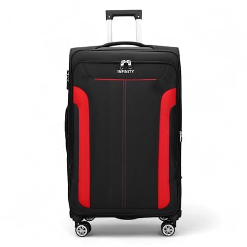 Infinity Leather Medium Suitcase 24" Super Lightweight Expandable Luggage 20% 4 Wheels Spinner 3-Digit Combination Lock Soft Shell Luggage for 15 to 20kg