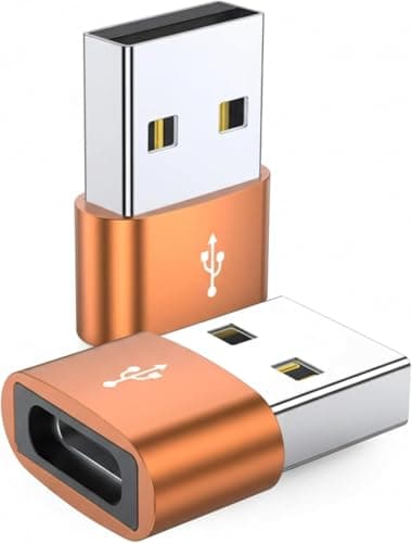 USB C to USB Adaptor, Type C Adapter, Type C Female to USB Male Converter with 5Gbps Data Transfer & Fast Charging, Compatible with All Devices with Laptop, PC, Power Bank (Gold)