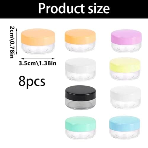 8Pcs Pots for Toiletries,Travel Pots Face Cream Mini Small Plastic Bottles — view 2