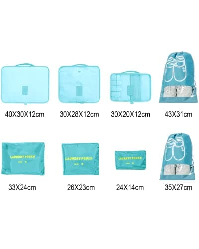 BillyBath Suitcase Organiser Travel Garment Bags, 8-in-1 Case Organiser Set, Packing Cubes, Suitcase Organiser, Packing Bags, Travel Luggage, for Clothes, Shoes, Underwear, Cosmetics — view 3